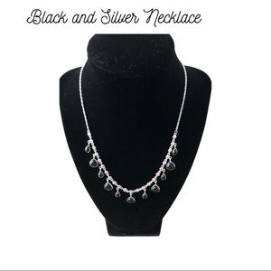 SILVER AND BLACK NECKLACE AND EARRINGS